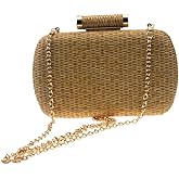 Women's Handwoven Straw Evening Handbags Summer Wallet Clutch Bag Crossbody Mobile Phone Bag