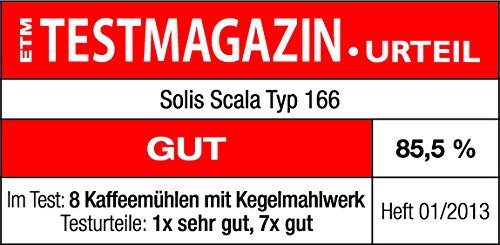 Solis Elektrisches Kaffeemahlwerk, 13 Mahlstufen, 1-10 Tassen, Antistatikeinrichtung, Scala Classic, Schwarz – Bild 8