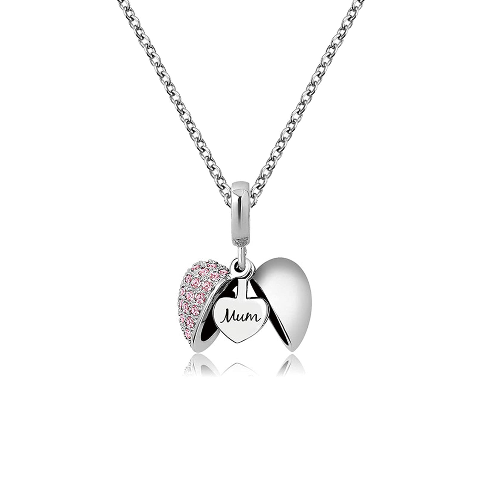 KunBead Jewelry Christmas Pink Mum Necklace Birthstone Cheap Charm Pendant Necklace Sale for Mothers Day