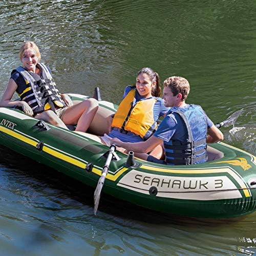 Intex Water Sports + Intex Seahawk 3 Inflatable Dinghy man Boat with Oars Air Pump, Green, 295 x 137 43 cm UK - Image 4