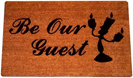 Disney Beauty and the Beast Lumiere Be Our Guest Welcome Laser Engraved Coir Fiber Doormat 36" X 24" Large