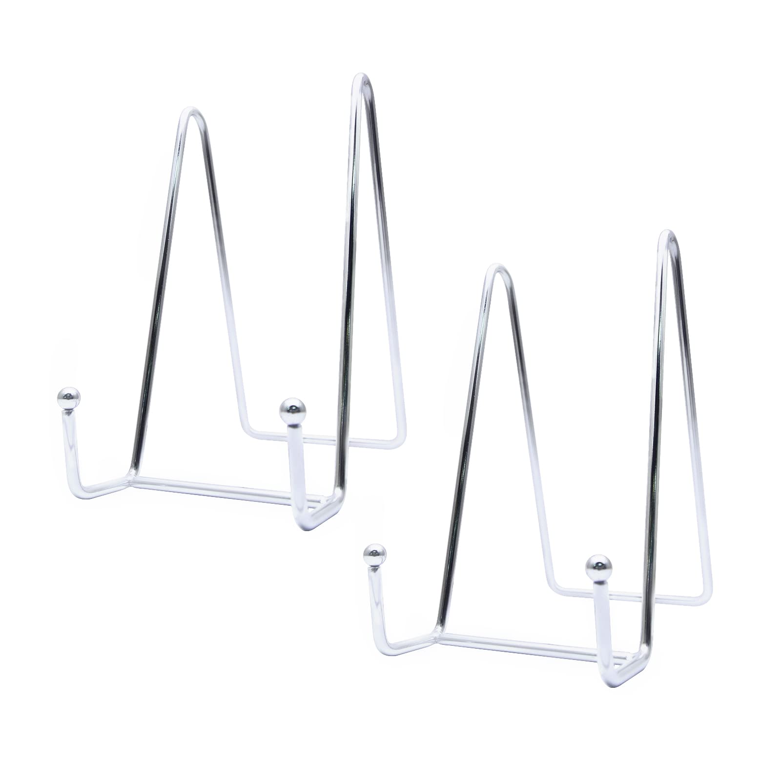 Funnytek 2PCS 6 inch Plate Stands - Metal Frame Display Stands for Photo, Pictures, Decorative Plate Dish and Tabletop Art, Silver