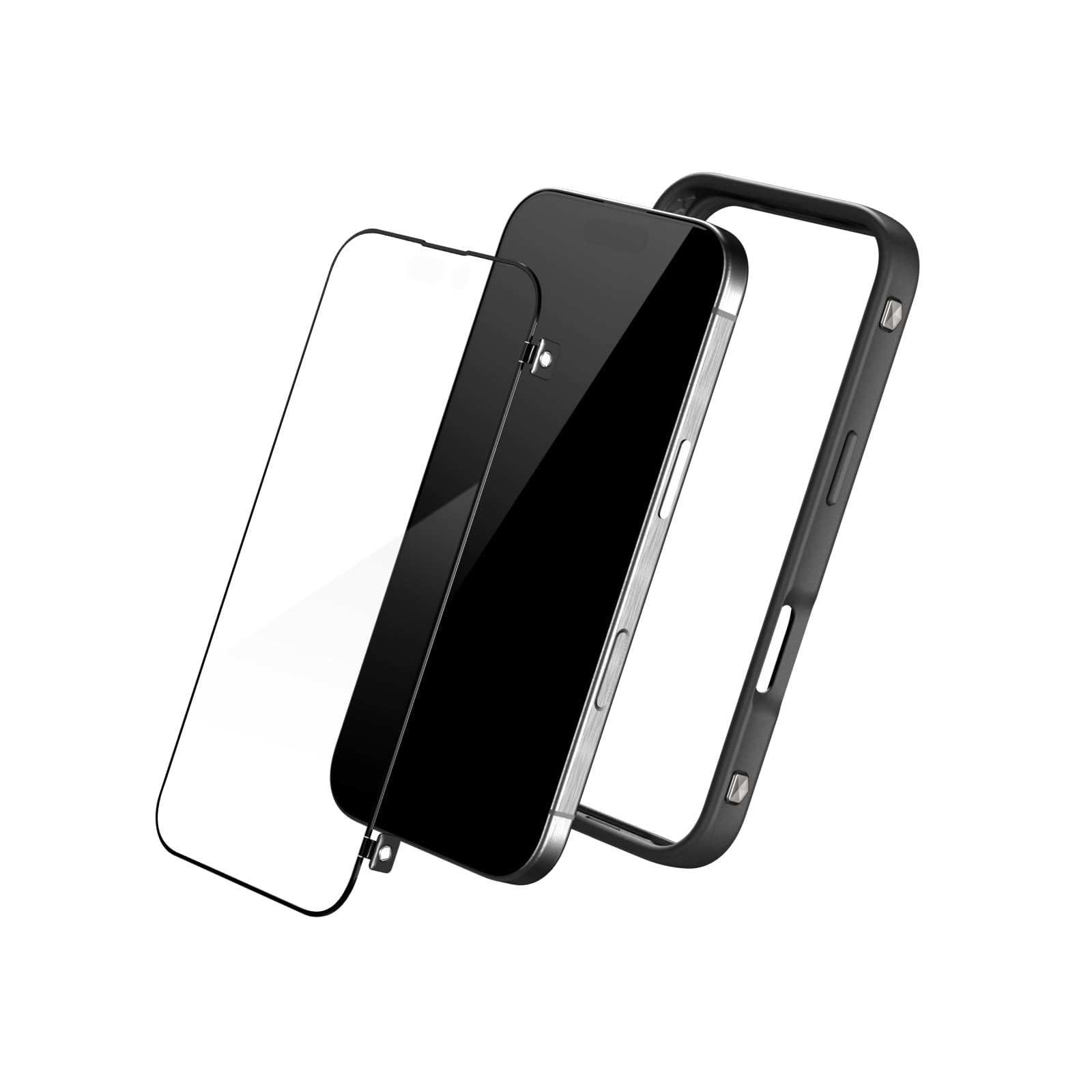 RHINOSHIELD RhinoBuff FPS Precision Kit Compatible with [iPhone 16 Pro] | Gaming Controller Bumper Case with Matte Screen Protector, Sensor Button for PUBG, Optimal Ventilation - Black