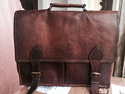 Handolederco Leather 14" Vintage fashionable Leather DSLR Camera Bag Shoulder Messenger Bag Fit DSLR with 2 lenses For Canon Sony Nikon Canon Olympus And So On (Antique Brown)