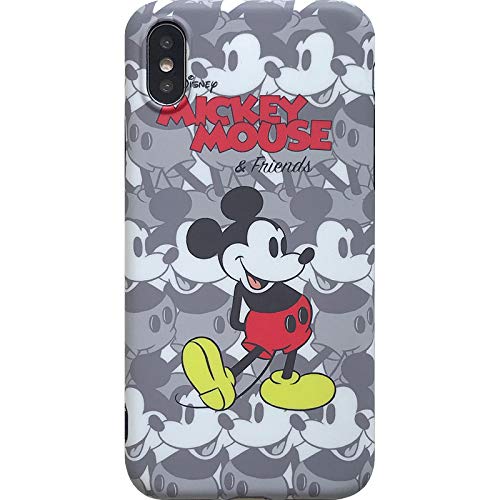 Soft TPU Gray Mickey Mouse Case for Apple iPhone X XS Back Covers Walt Disney Cartoon Cute Fun Funny Cool Unique Creative High Fashion Smooth Slim Light Protective Gift Girls Women Guys Boys Men