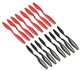 RAYCorp 1045 10x4.5 Propellers. 16 Pieces(8 CW, 8 CCW) Black & Red 10-inch Quadcopter or F450 Props + 1 battery strap