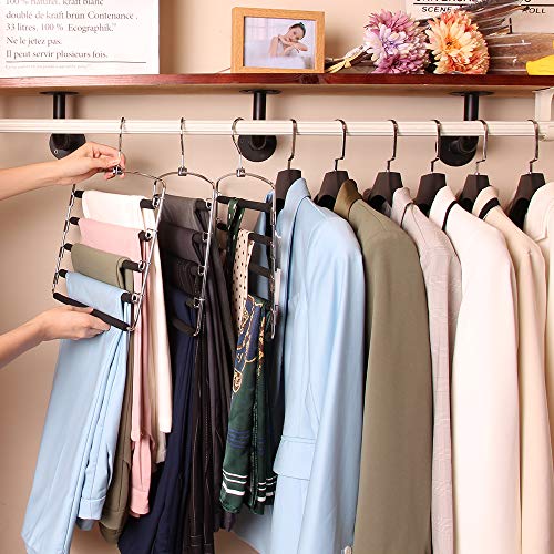 BEAUTLOHAS. Pants Hangers Space Saver Metal Stainless Slacks Hanger