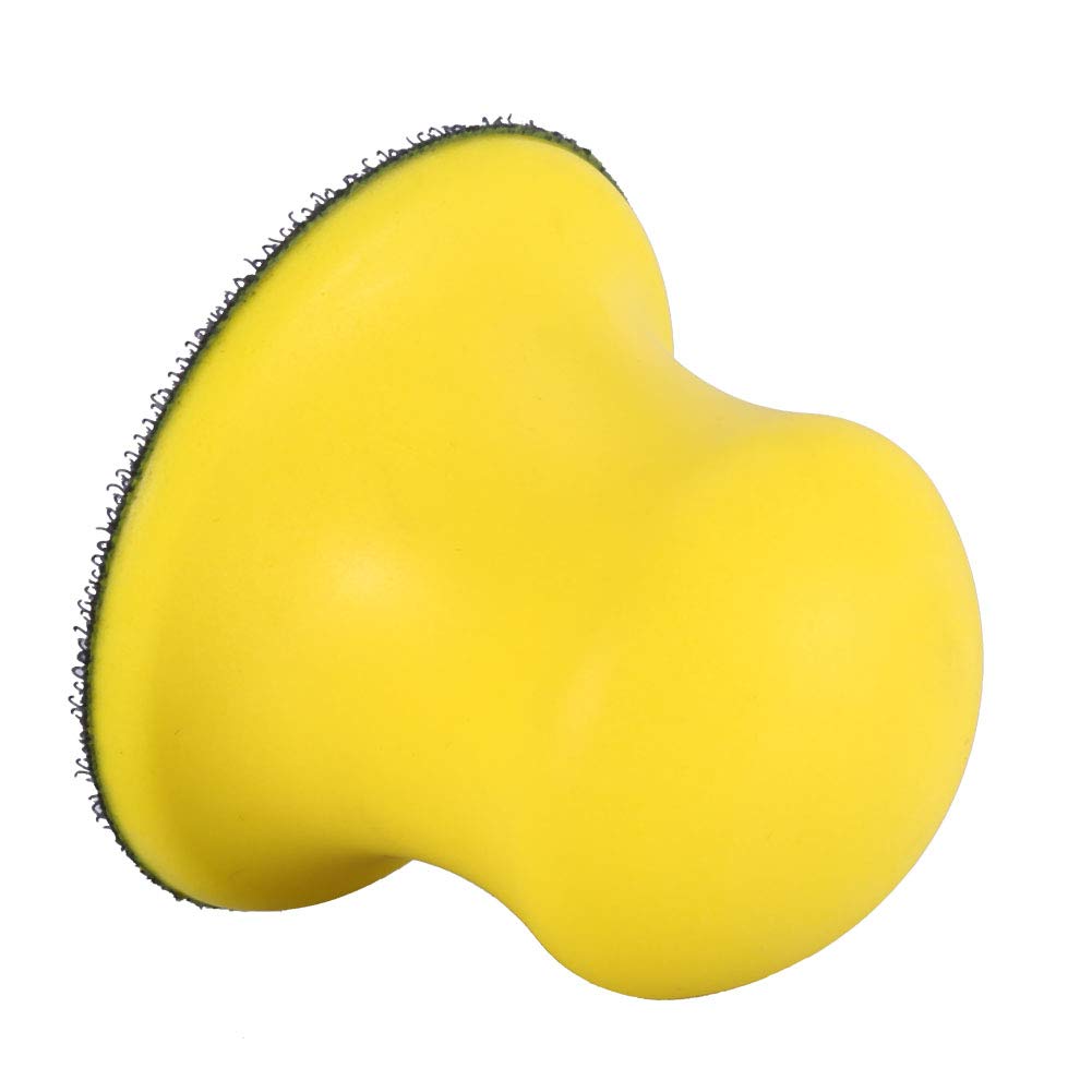 Hilitand 3 inch Foam Hand Sanding Pad, Yellow Flocking Sandpaper, PU Hand Grinder, Foam Cotton Hand Sanding Pad Block, Polishing Disc