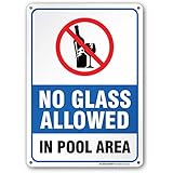 No Glass Allowed in Pool Area Warning Sign - Swimming Pool Safety - Pool Rules - 14