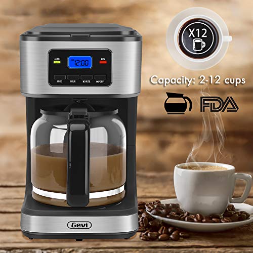Coffee Maker 12 Cups ，Gevi Programmable Drip Coffee Maker with Coffee