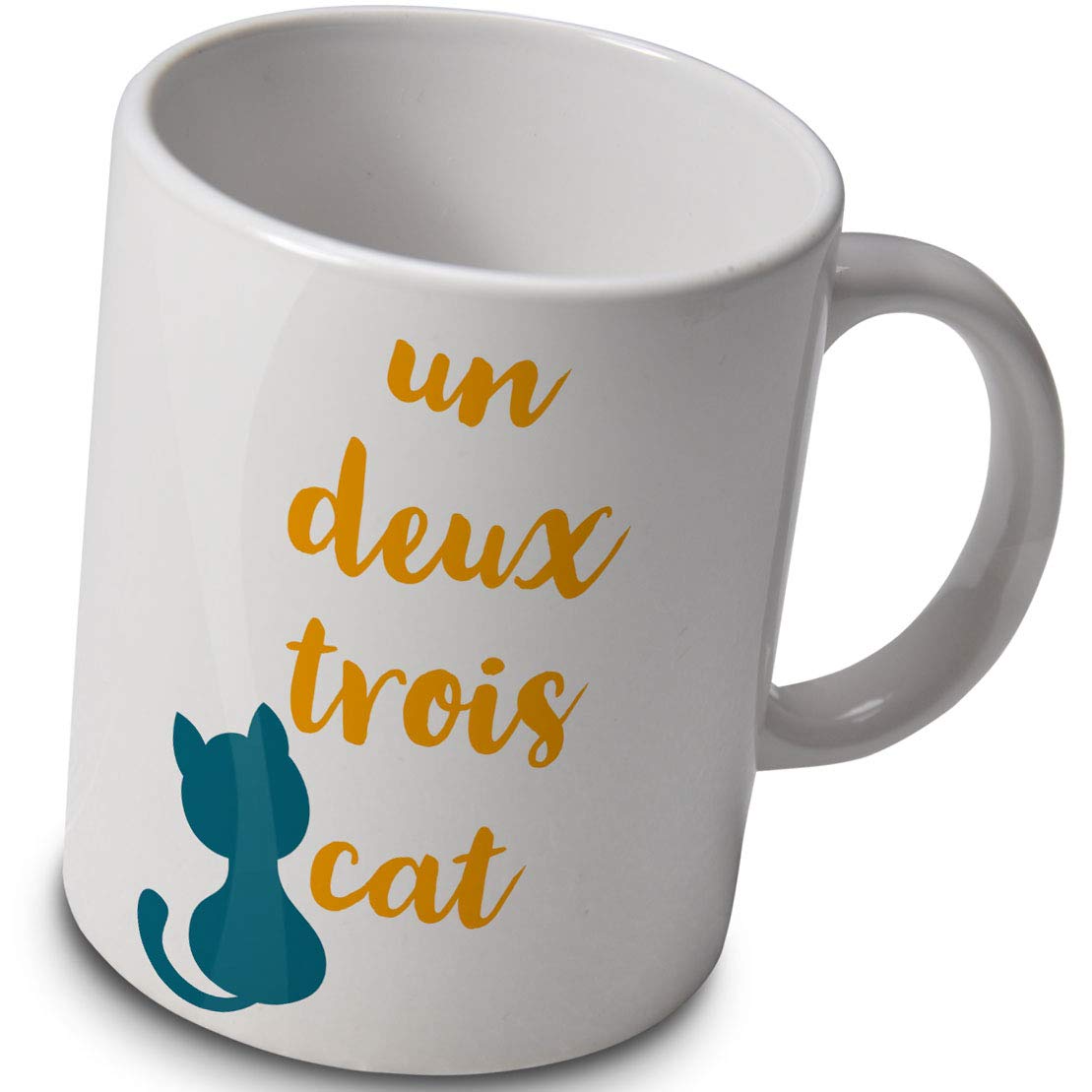 Cat Lovers Mug – un Deux Trois cat – French cat Counting Gift