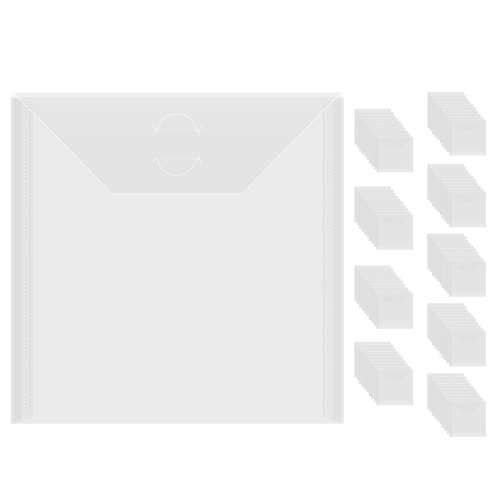 Briartw 90 Pack Storage Envelopes,Clear 6.4x6.4 Resealable Plastic Envelopes Pockets for Cutting Dies Stencil Crafts Organizer Holder,Storage Bag for Clear Stamp,Die Cuts,Scrapbook Paper,Photos