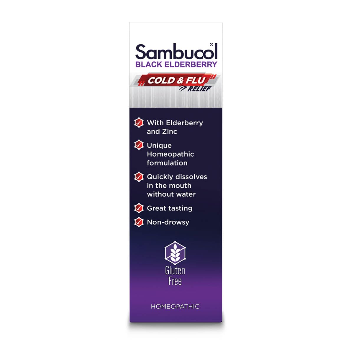 Sambucol Cold and Flu Relief Tablets - Homeopathic Cold Medicine, Remedy for Adults, Black Elderberry for Colds, Zinc Remedy - 30 Count