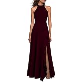 WOOSEA Women's High Neck Sexy Split Evening Cocktail Party Maxi Long Formal Dress