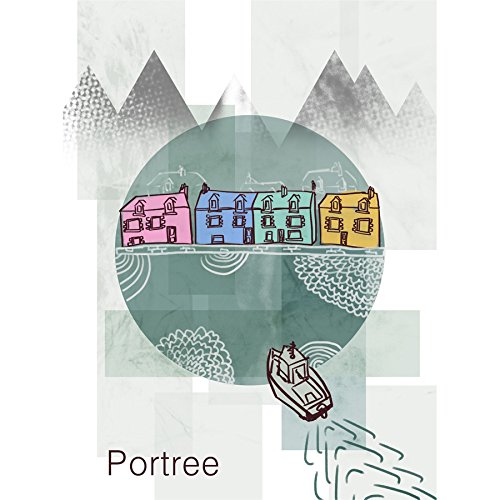 Wee Blue Coo Portree Isle Skye Scotland Graphic Design Style Illustration Canvas Art Print