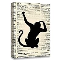 Canvas Wall Art Animal On The Newspaper Canvas Prints Home Artwork Decoration for Living Room,Bedroom - 12x18 inches