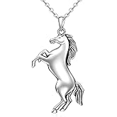 Fenthring Horse Necklace for Women Rearing Horse Pendant Necklace Sterling Silver Horses Memorial Lover Gifts for Equestrian Rider