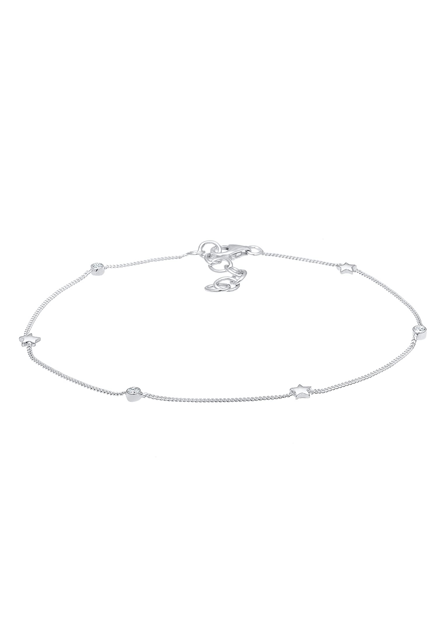 Elli Anklet Solitaire Star Crystals 925 Sterling Silver
