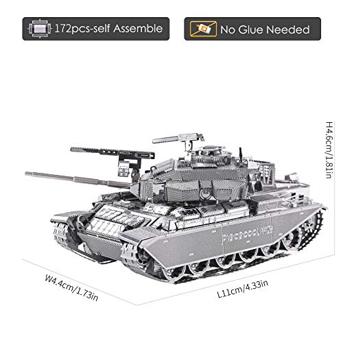 Piececool 3D Puzzles for Adults Metal Tank Model Kits-Centurion Afv Tank DIY 3D Metal Model Building Blocks Brain Teaser Puzzle, Great Birthday Gifts-172 Pcs