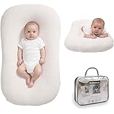 Bubbyhuts Baby Lounger - Snuggle Cozy Me Infant Lounger for Newborn 0-12 Months, Muslin Cover,Portable Breathable & Soft Baby Nest Lounger for Home and Travel - White