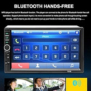 Aigoss Autoradio Bluetooth 2 Din 7" Touch Screen per Stereo Auto Radio Vivavoce Lettore MP5 con Telecamera Posteriore, Bluetooth/FM/USB/AUX/TF/Mirror Link - immagine 4