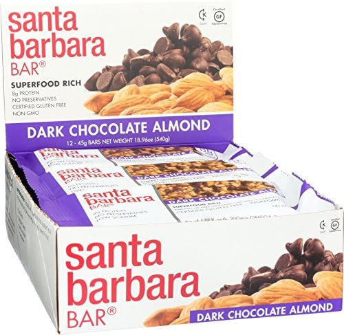 Santa Barbara Bar - Dark Chocolate Almond, Superfood Protein Bar, Gluten Free, Non-GMO, 1.58 oz Bar, 12 Count (Pack of 12)