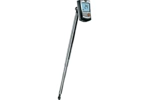 Testo 405 Digital Mini Anemometer with Hot-Wire Probe, 0 to 10 m/s Velocity, 0 to 99,990 m3/h Air Flow Volume, -20 to +50° C Temperature