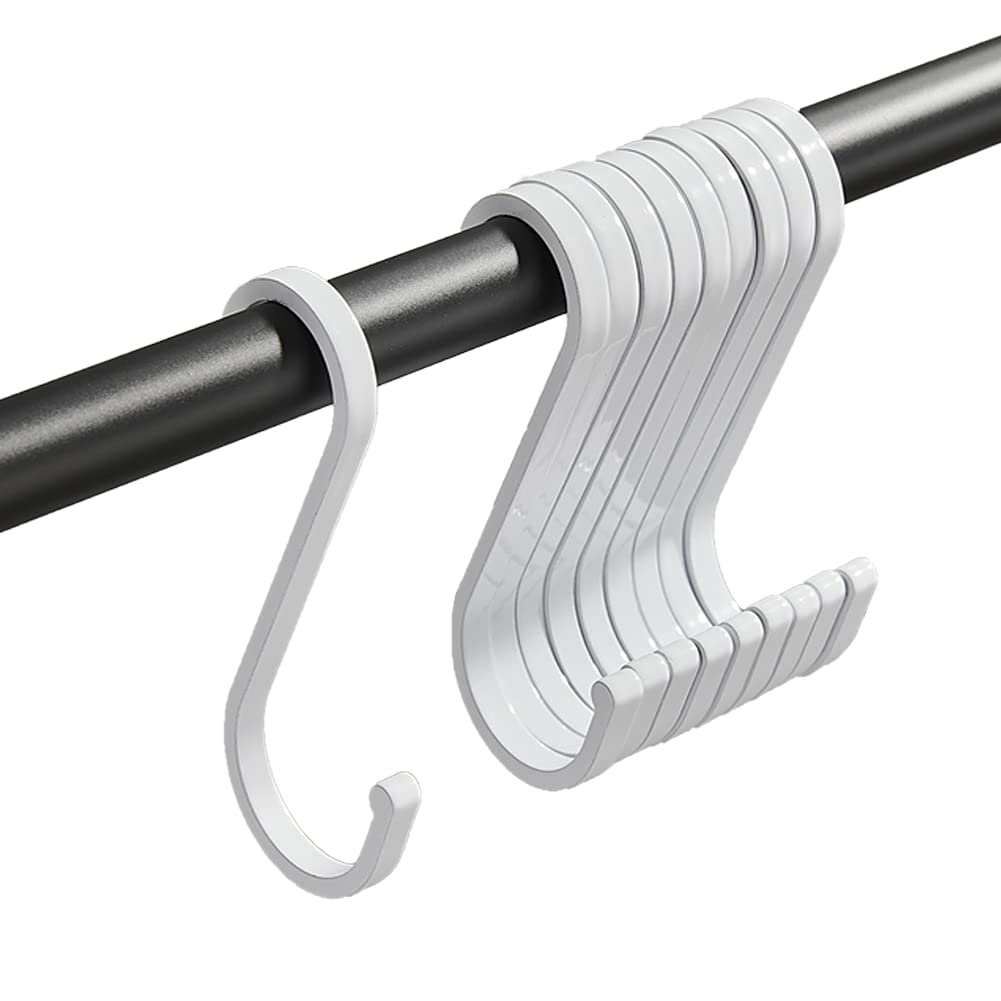 GAViA S Hooks, S Hooks, White, Pack of 20 Hooks, Heavy Duty Metal Hooks, S-shaped Hooks for Hanging for Kitchen, Wardrobe, Bathroom, Bedroom, Garden, Office