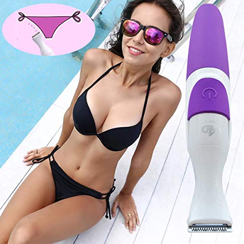Bikini Trimmer for Women Electric Hair Shaver 2 IN 1 Cordless Ladies Shaver Foil Razor Female Hair Removal Groomer, Waterproof Wet & Dry for Bikini Line Area-Purple - Thumbnail 4