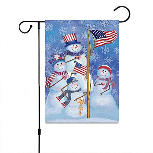 zosenda Christmas Garden Flag, 12 x 18 Inch Double Sided Snowman Patriotic House Yard Flag, Rustic Winter Snowflake Yard Decorations, New Year Holiday Seasonal Outdoor Flag