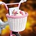 Colorbasket 02201 Front Handle Bar Junior Bike Basket, All-Weather, Water Resistant, Adjustable Leather Straps, White with Pink Trim