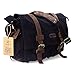 Kattee Military Messenger Bag Canvas Leather Shoulder Bag Fits 15.6 Inch Laptop Black