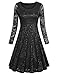 VALOLIA Women's Vintage Floral Lace Long Sleeve Round Neck A-line Cocktail Party Midi Dress