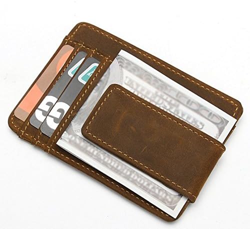 ZEEMOO Men's Crazy Horse Leather Credit Card Case Card Holder Purse ID Card Wallet ( Brown)
