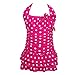 qyqkfly Girls Polka Dot Bathing Suit Adjustable One Piece 4Y-16Y Swimsuit (FBA)