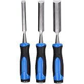 Century Drill &amp; Tool 72313 Professional Wood Chisel Set, 3 Piece | Includes 1/2", 3/4" &amp; 1" Chisels, Hardened Chrome Carbon Steel, Precision Ground, 4" Blades