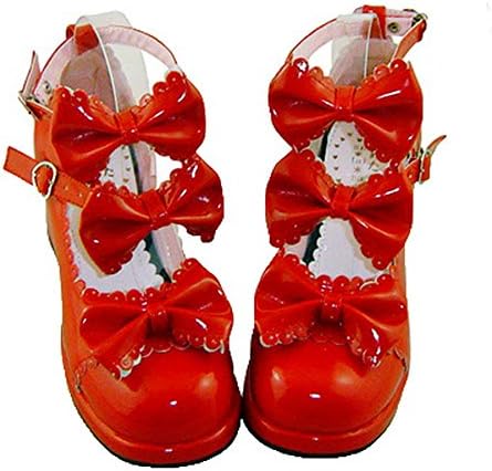 Japanese Style Red Ribbon Bow Rubber-soled Gothic Lolita Shoes 26.5cm