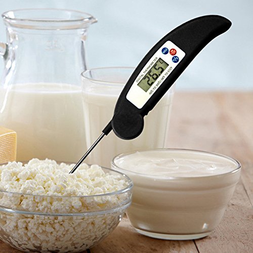CactusAngui Instant Read Digital Cooking Thermometer Long Sensitive Fold Probe Large Digits Black