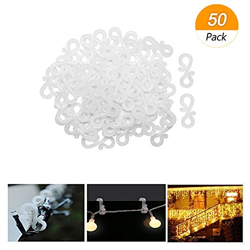 Meetory 50 Pcs Gutter Hang Hooks,S Clip Hooks for Christmas Decoration Outside String Lights,Seasonal Fairy Light