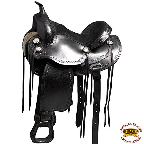 HILASON 17″ Treeless Western Pleasure Trail Riding Horse Saddle Tan/Black/Brown