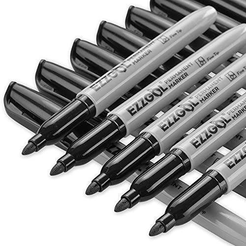 Permanent Markers Bulk, EZZGOL 72 Pack Black Permanent Marker Set, Fine