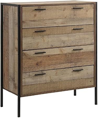 Sen Furniture Ltd Stretton Urban Bedroom Tall Chest Of 4 Drawers Rustic Industrial Oak Effect Amazon Co Uk Kitchen Home