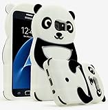Samsung Galaxy S7,Bastex Black and White Silicone Panda Character Case Cover for Samsung Galaxy S7