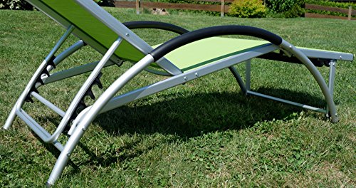 ALEOS. Gartenliege Sonnenliege Fitnessliege stabile Aluminium Konstruktion mit atmungsaktiven Kunststoffgewebe und Kopfpolster FIT-GRÜN – Bild 7