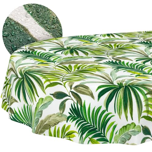 ANRO Tafelkleed Afwasbaar Ovaal 280 x 140 cm – Palmen Design, Waterafstotend Indoor Outdoor, Lotuseffect, Snijrand