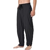 CLANMILUMS Men's Casual Cotton Linen Pants Loose Elastic Waist Summer Beach Trousers