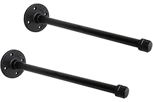HOME TZH 1/2" Industrial Black Iron Pipe Shelf Brackets, Rustic Wall Mounted DIY Shelving Brackets Hanging Custom Pipe Brackets for Floating Shelves (2, 8")