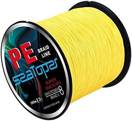 SeaToper Super Strong Braided Line PE Fishing Line 8 Strands 300M / 328 Yards 60LB, 0.400mm Yellow
