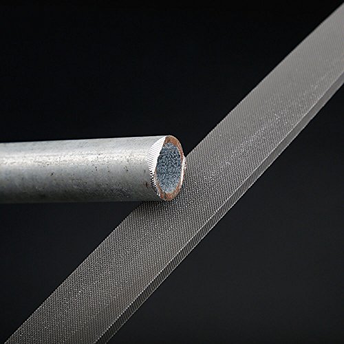 Fatmingo 5 Piece 10" High Carbon Steel Files Set Rubber Handles - Flat/Round/Square/Half Round Rasp Files Set Filing Metal/Wood/Leather with Storage Pouch and A Brass Brush