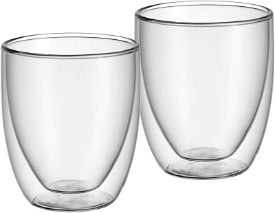 Wmf kult - conjunto de 2 copos de vidro borossilicato, parede dupla transparente resistente ao calor, 250 ml